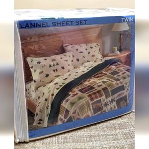 Flannel sheets set size twin, Wood Lands 100% cotton New